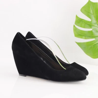 Cole Haan 女式 Lainey Pump 尺码 10 黑色麂皮绒楔形鞋跟正装鞋 Old Money — 第 1/4 张图片