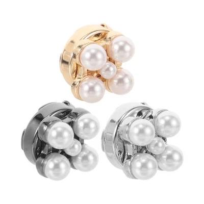  3 Stück Perlen-Manschettenknöpfe für Damen, dekorative Knöpfe, Anstecknadeln - Bild 1 von 4