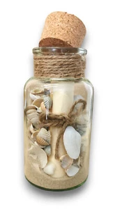 Muschelglas Stranddeko Geschenkgutschein Flaschenpost Gutschein Dekoflasche 0,3l - Bild 1 von 7