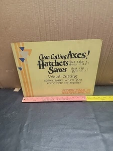 Vintage Laden Karton Werbung sauber Schneideäxte Beile Sägen 60er Jahre /924 - Bild 1 von 11