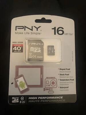 PNY 16gb Micro SD HC Memory Card with SD Adapter | P-SDU164-GE - Image 1 of 3