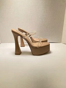 Steve Madden Women's Clear Strap Chucky Heel Stellito Nude Sz 8 - Picture 1 of 8