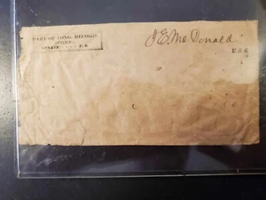 1880er Jahre Freifrank Briefumschlag mit Unterschrift von Senator John McDonald aus Indiana. - Bild 1 von 2