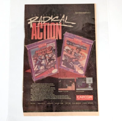 1989 Mega Man 2 & Strider Ad - Capcom Radical Action NES Game Promo Display Wall - Image 1 of 4
