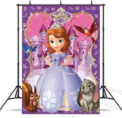 Sofia Princess Happy Birthday Backdrop Banner Baby Shower Party Supplies 7x5ft - Image 1 of 4