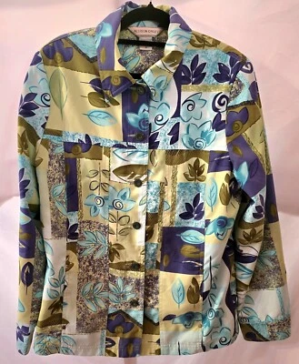 Allison Daley Womens Jacket Size 12 Button Front Hand Pockets Green Floral NWOT - Image 1 of 3