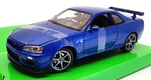 Welly 1/24 Scale Model Car 24108W - Nissan Skyline GT-R (R34) - Blue - Picture 1 of 5