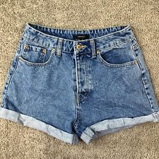 FOREVER 21 Denim Jean Shorts Women's 28 Blue High Rise Button Fly Cuffed