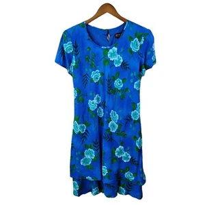 Vintage 90s Floral Party Dress Size 10 Cottagecore Dark Academia alt Rose blue - Picture 1 of 6