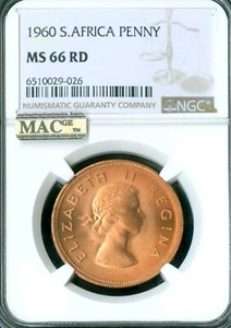 1960 SOUTH AFRICA PENNY NGC MS66 RD 2ND FINEST MAC SPOTLESS  * - Picture 1 of 2