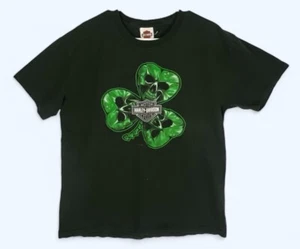 Harley Davidson Shamrock 3 Leaf Clover Skull Shirt LARGE Mens Read - Picture 1 of 6