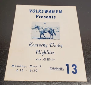 1951 Volkswagen Presents Kentucky Derby Highlights Advertising Card - Picture 1 of 4