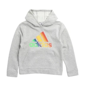 Adidas Kids Boys Girls Rainbow Logo Pullover Fleece Hoodie Size 5 - Picture 1 of 1