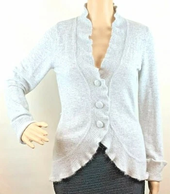 Valerie Bertinelli Cardigan Women Size Small Angora Wool Curved Hem Gray Buttons - Image 1 of 4