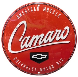 Camaro American Muscle Chevrolet Motor Div Round 12" Metal Plate Sign - Licensed - Picture 1 of 2