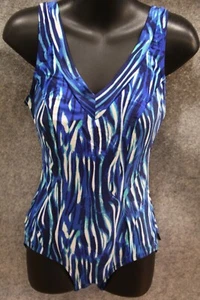 BADEANZUG SCHWIMMANZUG GRÖSSE 40 B BLAU GEMUSTERT SCHAUMSTOFF KÖRBCHEN - Bild 1 von 2