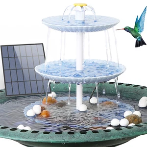 DIY Deko Brunnen Blau,Vogeltränke Sets mit 3,5W Solar Springbrunnen,3 stufige - Bild 1 von 10