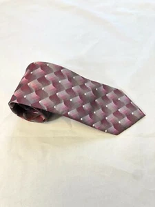 Arrow Designer Neck Tie 61.25" x 3.5" X-Long Maroon Grey Pink #1152 - Picture 1 of 4