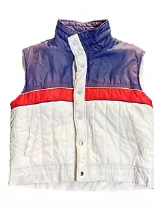 Vintage Alpine Ski Vest 70s or 80s Men’s XL Grey Red Blue Snap Front - Picture 1 of 4