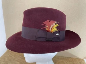 Designer Collection Untouchables Womens S Burgundy 100% Pure Wool Fedora Hat - Picture 1 of 11