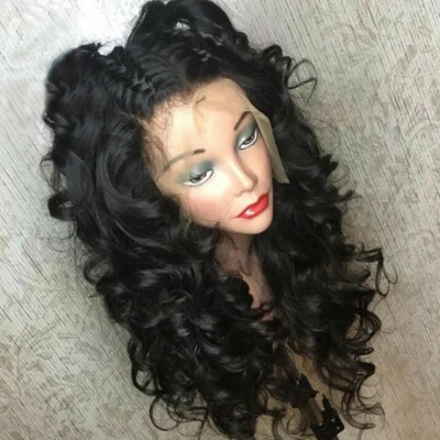 Pelucas rizadas sueltas de onda profunda cabello humano pelucas de encaje completo sin pegamento pre arrancadas 8-22" Foto 1 de 4