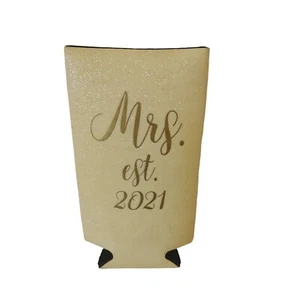 Mrs. Est. 2021 Glitter Can Cooler Decorative Wedding Anniversary Collectible - Picture 1 of 4