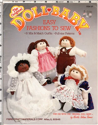 "Doll Baby" ©1984 Fibre Craft Doll Clothing Sewing Pattern Leaflet FCM107 UNCUT - Image 1 of 2
