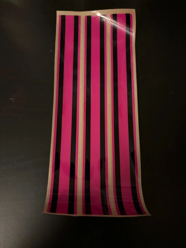 *MINI* Football Helmet Stripe Decal x3 Hot Pink and Black 1.25" W - Image 1 of 1
