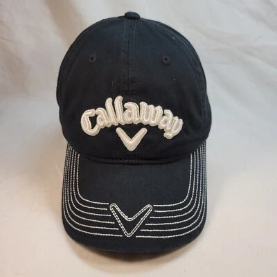 Callaway V Tour Authentic White Logo  Black Golf Hat Cap Adjustable Back Trap  - Image 1 of 4