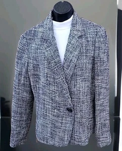 Emma James Damen Strickblazer schwarz-weiß Wollmischung. Größe 14 - Bild 1 von 11