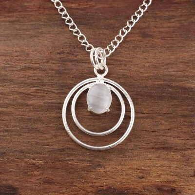 Maravilloso colgante de joyería de plata de ley 925 hecho a mano con piedras preciosas de selenita para ella Foto 1 de 4