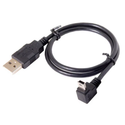 0.5m Mini USB 2.0 B type 5Pin Male down Angled 90 degree to USB male data cable - Image 1 of 4