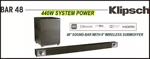 KLIPSCH BAR 48 440W 3.1 SOUND BAR WITH 8" WIRELESS SUBWOOFER - Picture 1 of 11