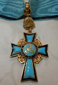 More details for antique orthodox order of st mark 1st class neck medal badge &amp; ribbon - greece