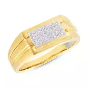 14K Yellow Gold Mens Diamond Ring Natural Round Cut 0.14 CT - Picture 1 of 3