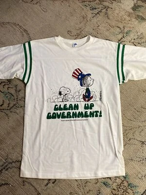 Винтажная мужская футболка M Artex Clean Up Government Snoopy Peanuts - Изображение 1 из 4