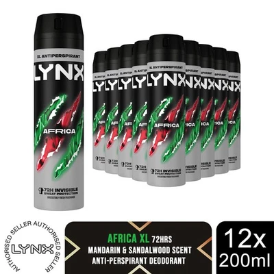 Lynx XL Antitranspirant Africa The G.O.A.T. of Fragrance Deodorant 200ml, 12 Stück