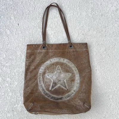 Converse Y2K Shoulder Tote Bag Brown Glitter Dusted Star Logo - Image 1 of 4