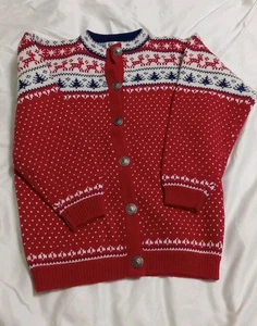 Vintage Little Nomad Norwich Vermont Thick Wool Sweater Cardigan Size 10 - Picture 1 of 8