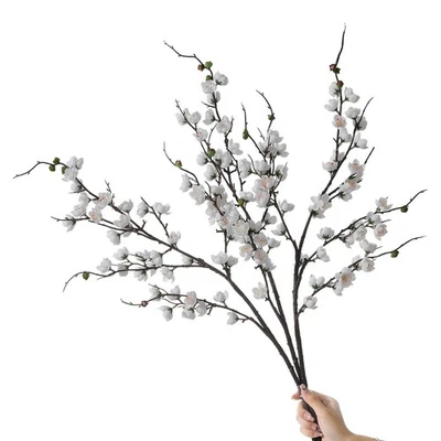 Ramas artificiales de flor de cerezo blanco 3 piezas 37,8" imitación seda flor de cerezo,... Foto 1 de 4