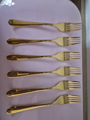 NEU 6 Kuchengabeln WMF professional Weihnachten GOLD spülm.fest BESTECK OVP - Bild 1 von 4