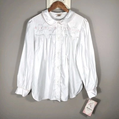 Barbizon NUEVO CON ETIQUETAS Ropa de Dormir Camisa de Noche SP Pijama Blanco Con Estampado Floral Abuela  Foto 1 de 4