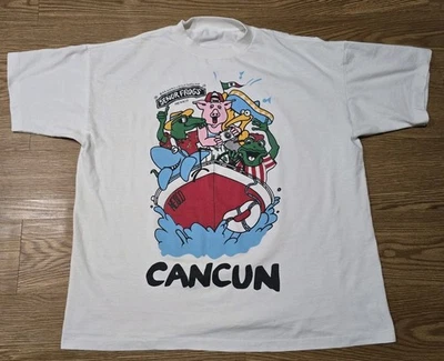 Camiseta De Colección Años 90 Señor Rana Cancún, México Doble Cara Gráfica Talla Grande Foto 1 de 4