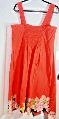 Vestido de algodón ligero con tiras naranja ribete floral para mujer 18W Plus Foto 1 de 4