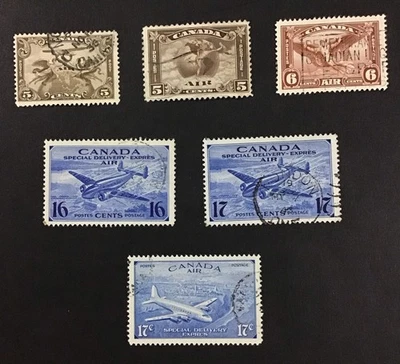 CANADÁ 1928-1946 EN MUY BUEN ESTADO usado Sc#C1-C2, C5, CE1-3, Cv$40.     (W23) Foto 1 de 2