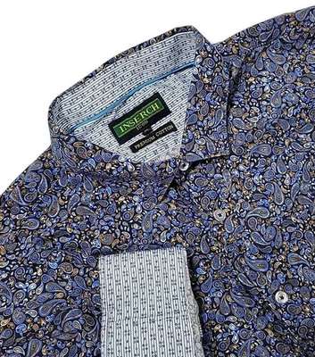 Inserch Icon long-sleeve button-down, Men’s, BLUE paisley pattern, Size XL - Image 1 of 4