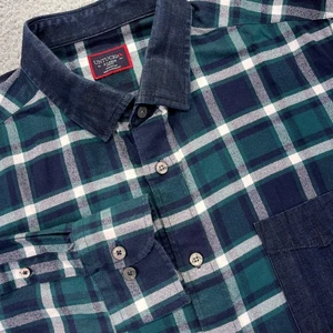 UNTUCKit Flannel Shirt Mens XL Slim Green Plaid Button Up Denim Collar - Picture 1 of 10