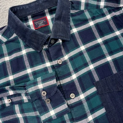UNTUCKit Flannel Shirt Mens XL Slim Green Plaid Button Up Denim Collar - Image 1 of 4