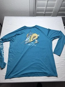 Palmyth Fishing Shirts Men Long Sleeve UPF Sun Protection UV T-Shirt Tee Blue - Picture 1 of 9