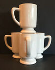 4 Vintage Footed Heavy Restaurant Ware Diner Mugs White D Handle